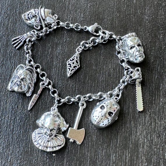 Scary Movie Charm Bracelet: Horror Character Movie Charm Halloween Bracelet