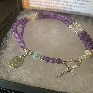 Amethyst Rosary Bracelet: Magnetic Clasp Wrist Rosary