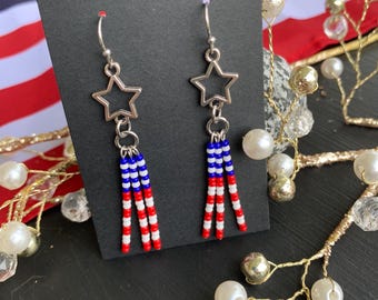 Patriotic Earrings, Army Mom Earrings, USA Earrings