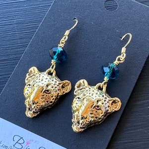 Gold Jaguar Dangle Earrings: USA Made Charm Jewelry