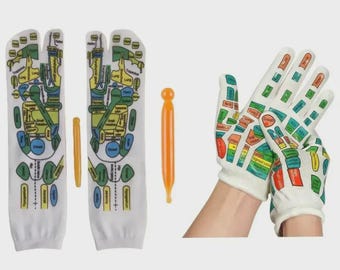 Guantes y calcetines de masaje reflexológico con acupresión para aliviar el estrés: un regalo relajante para el día a día.