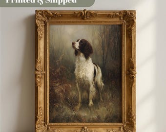 English Springer Spaniel Wall Art Print, Hunting Dog Poster, Vintage Sporting Dog Art, Country House Decor, Traditional Dog Lover Gift