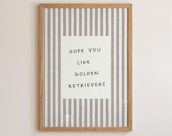 Espero que te guste esta lámina de Golden Retrievers: Divertido dibujo de perros para la pared, regalo para amantes de los perros (descarga digital, horizontal).