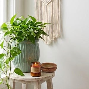 Jardinière de 12 po. en céramique émaillée bleu sarcelle - Cache-pot d'intérieur nervuré pour plantes d'intérieur, décoration Mid-Century et bohème