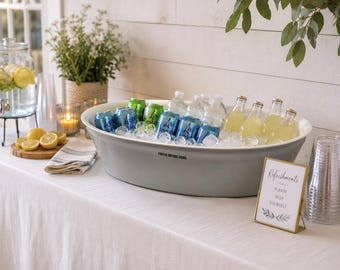 Oval Serving Tub | Double-walled Designer Chill Spot  – White & Pewter Gray