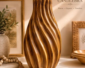 Hand Carved Wood Sculptural Candle Holder | Twisted Organic Modern Decor Accent