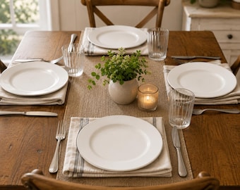 Set of 4 White Ceramic Dinner Plate | Classic Dinnerware | Minimalist Tableware