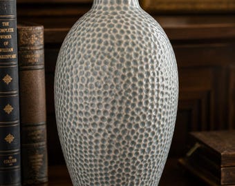 Tall Textured Blue Ceramic Vase – 14.5" Decorative Coastal Accent Vase | Modern Home Décor