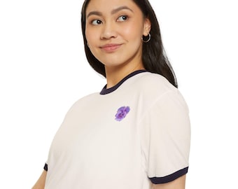 Hand Drawn Pansy Tee, Queer Pride Shirt, Purple Pansy Ringer Tee, Floral Graphic Shirt, Cottagecore Tee, LGBTQ Flower Shirt