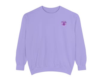 Sudadera con diseño de pensamiento dibujado a mano, sudadera de cuello redondo del orgullo queer, suéter floral bordado, sudadera teñida en prenda, suéter cottagecore, LGBTQ
