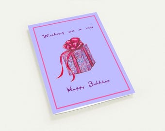 Set of 10 Happy Birthday Card, Hand Drawn Birthday Card, Cute Present Card, Whimsical Greeting Card, Pretty Birthday Card, Gift Art Card