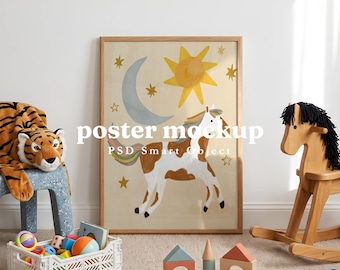 Nursery Frame Mockup PSD | ISO Vertical, Poster Wall Art Playroom, Smart Object