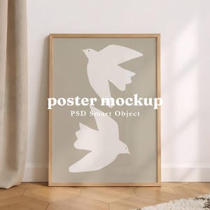 Simple Basic Frame Mockup PSD | Minimalist Vertical Leaning Wall, Smart Object