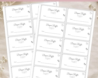 Boletos para rifa de pañales para baby shower (imprimibles) - PNG transparente, inserto para juego de pañales unisex, descarga instantánea.