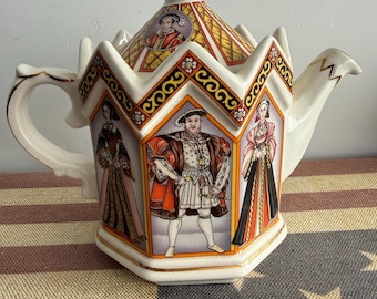 Vintage James Sadler King Henry VIII and his 6 Wives Ceramic Tea Pot