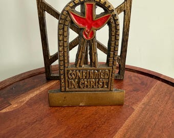 Soporte para Biblias vintage Terra Sancta Guild, de latón, para colgar o colocar sobre una mesa.