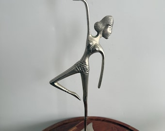 Bikini Candleholder Figural Candlestick Holder Mid Century Modern Silver Metal Decor Art Deco Sculpture