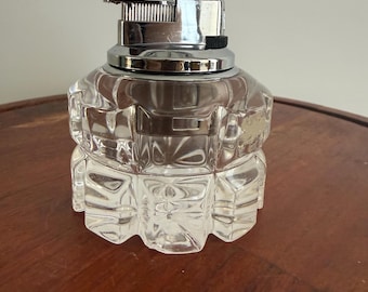 Vintage Mikasa Refelections Lead Crystal Cigarette Lighter Hollywood Regency