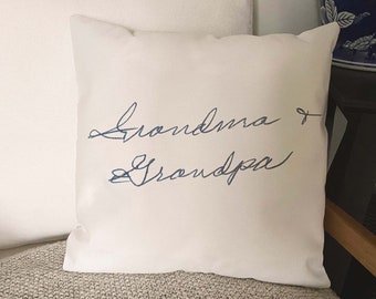 Handwriting Pillow, Custom personalized 16"x16" Pillow Cover with insert, Keepsake pillow, Handwritten Memory