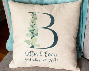 Personalized Wedding Gift Pillow, Bride and Groom Names and date, custom wedding gift, personalized decor