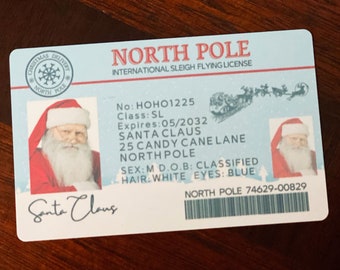 Santa Claus License, Lost Santa License, Santa Claus Personalized