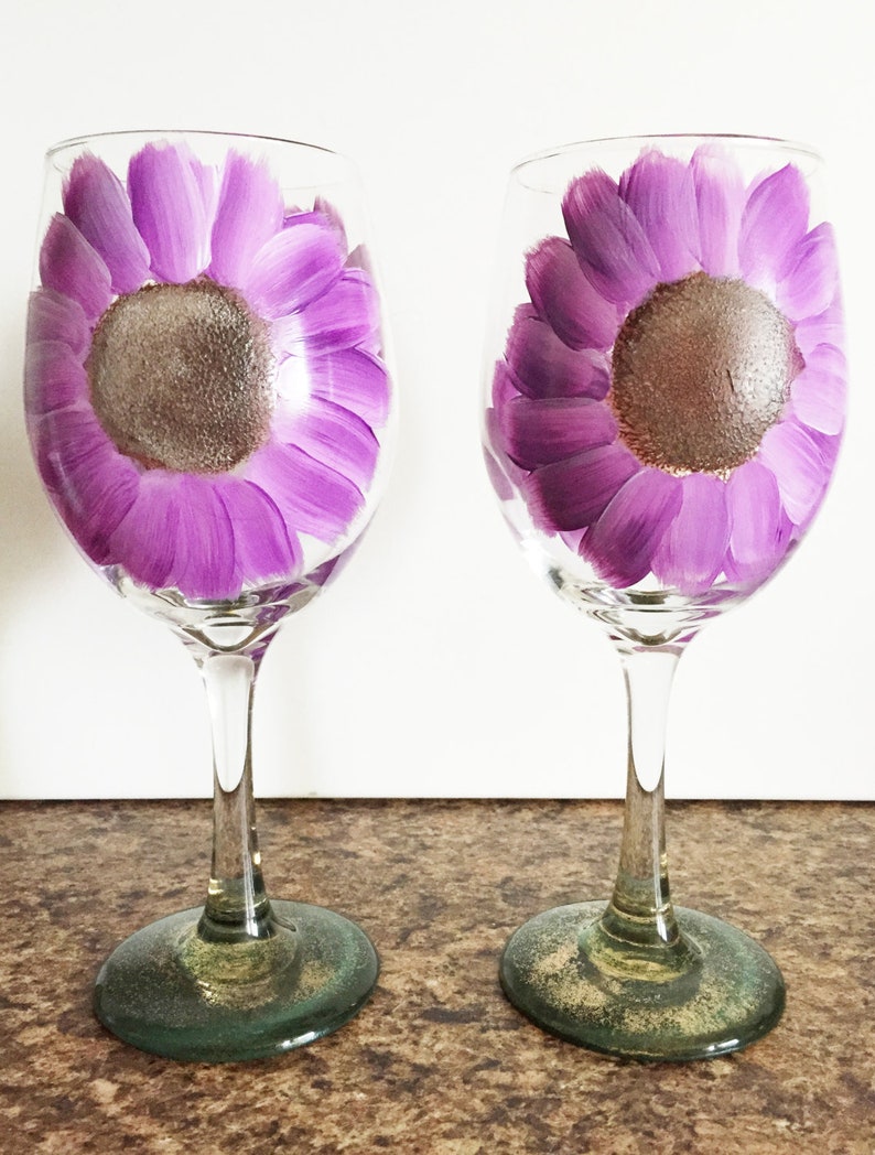 Hand Painted Wine Glasses Flower Wine Glasses Wine Lover Gift Wine Glasses