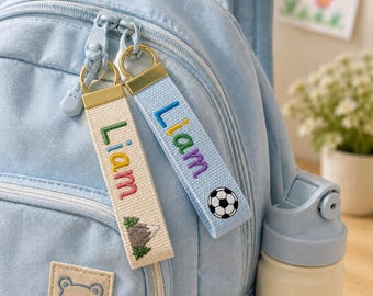 Personalisierter Kinder Taschenanhänger, personalisierter Name Schlüsselanhänger, Baby Rucksackanhänger, Vorschule Kindertagesstätte Taschenanhänger Geschenk