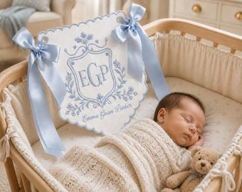 Personalisierte gestickte Namen Banner, benutzerdefinierte Kinderzimmer Stoff Girlande, Baby Krippe Dekor, Babyparty Andenken Geschenk