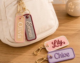 Personalized Embroidered Bag Tag, Custom Name Keychain Charm, Back to School Backpack Tag, Cute Fabric Bag Charm Gift