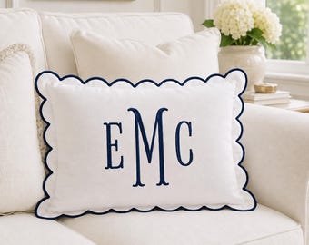 Benutzerdefinierte Monogramm Kissenbezug, personalisierte gesticktes Anfangskissen, ausgebogter Kissenbezug, Kinderzimmer Babyzimmer Dekor, Geschenk für sie