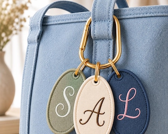Personalisierter Monogramm Taschenanhänger, Benutzerdefinierter Buchstabe Schlüsselring, Elegantes Einkaufstasche Accessoire Geschenk