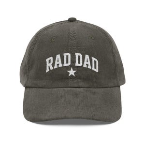 Rad Dad embroidered vintage corduroy Cap | GenX Dad | distressed script, star emblem