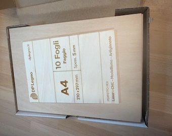 Set of 10 High Quality Beech Plywood Sheets - A4 Size (210 x 297 mm) Thickness 5 mm - Ideal for Laser Cutting CNC Model Making and Crafts.