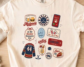 Bundle d'autocollants romantiques hockey en téléchargement numérique, Clipart sport livresque jour du match, ensemble graphique mignon de l'ère du hockey