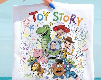 Fichier numérique Toy Story enfants PNG, dessin enfantin Woody Buzz Alien Rex chemise Design, voyage en famille Disney 2026 téléchargement