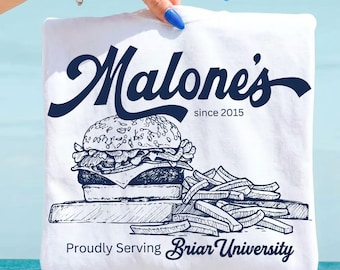 Depuis 2015 Briar University PNG, conception de chemise amateur de livres hors campus de Malone, fichier numérique vintage à sublimation livresque Burger Diner