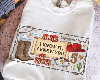Toy Story TS Je le savais, je vous connaissais PNG Design, western cow-girl anniversaire ère graphique pour T-shirt tasse autocollant sublimation fichier, Tay Swi
