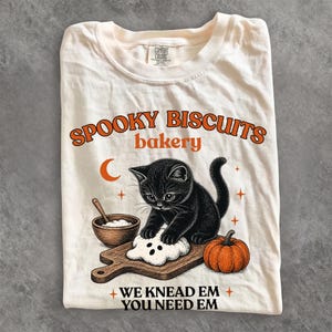 Kitty Biscuits Halloween PNG, Black Cat Pumpkin Baking Shirt Design, Spooky Season Fall Cat Lover Digital Download File