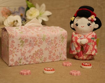 Sakura Nishijin-ori Tissue Box Cover – Handmade Kyoto Elegance