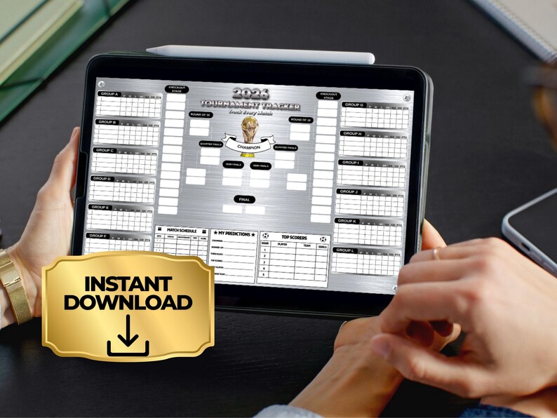 2026 Metallic Silver Tournament Tracker Printable, Modern Soccer ...