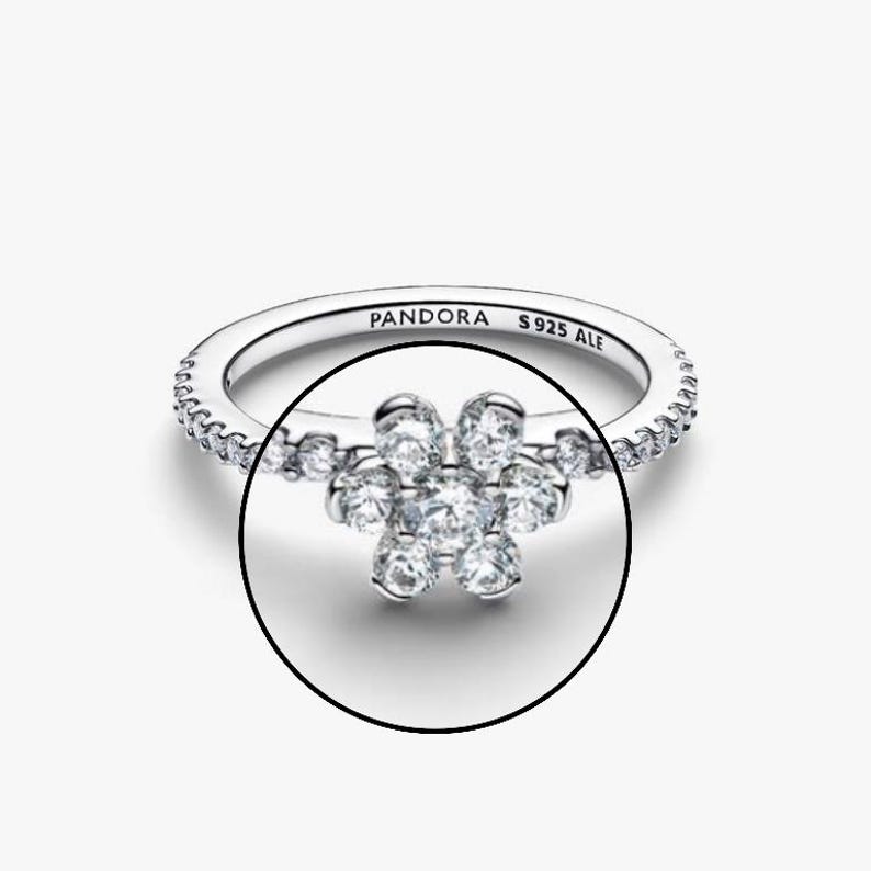 Pandora Sparkling Sterling Silver Daisy Flower Ring, Cubic Zirconia ...