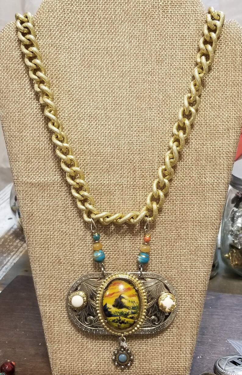 Vintage Upcycled Belt Buckle Necklace Etsy