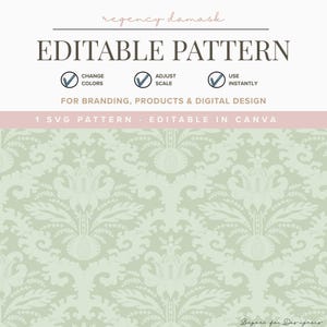 Damask Pattern Svg Background Editable Vector File Customizable Design Seamless Pattern Royalcore Ornamental Background Vector Regency Style