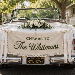 Personalized Embroidered Lace Wedding Welcome Banner, Linen Ceremony Sign, Sweetheart Table Decor, Reception Entrance Sign