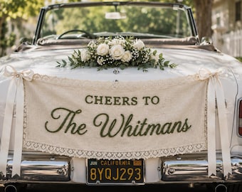 Personalized Embroidered Lace Wedding Welcome Banner, Linen Ceremony Sign, Sweetheart Table Decor, Reception Entrance Sign