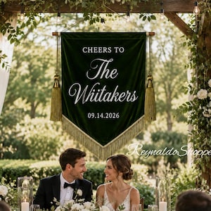 Personalized Velvet Wedding Banner, Custom Last Name Welcome Sign, Vintage Wedding Decor, eception Backdrop Sign, Bridal Shower Gift