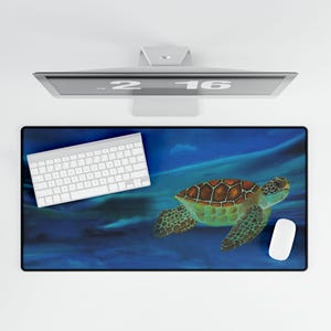 Sea Turtle Ocean Art Desk Mat | Large Mouse Pad, Desk Mat