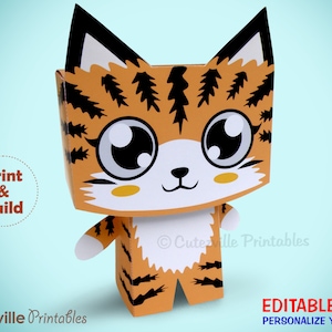 Tiger Favor, Candy, Gift Box - Editable Text Printable PDF - INSTANT DOWNLOAD