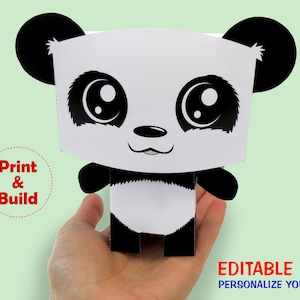 Panda, Favor, Candy, Gift Box - Editable Text Printable PDF - INSTANT ...