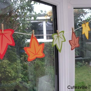 Guirnalda de hojas de otoño – Decoración otoñal imprimible (Patrón en PDF)